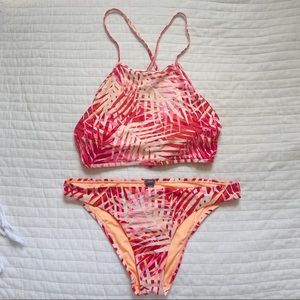 Aerie High-Neck Halter Bikini Set💗🧡💗
